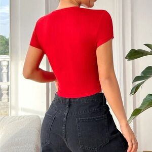 Red Short Sleeve Women's Top